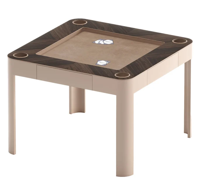 Enigma Glossy Cipria & Canaletto Wood Multigame Table